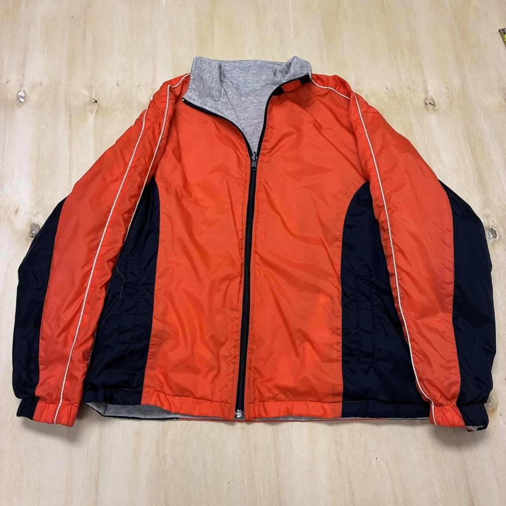 Vintage Lavon Jacket Men Medium Orange Nylon Reversible Windbreaker Fleece Lined